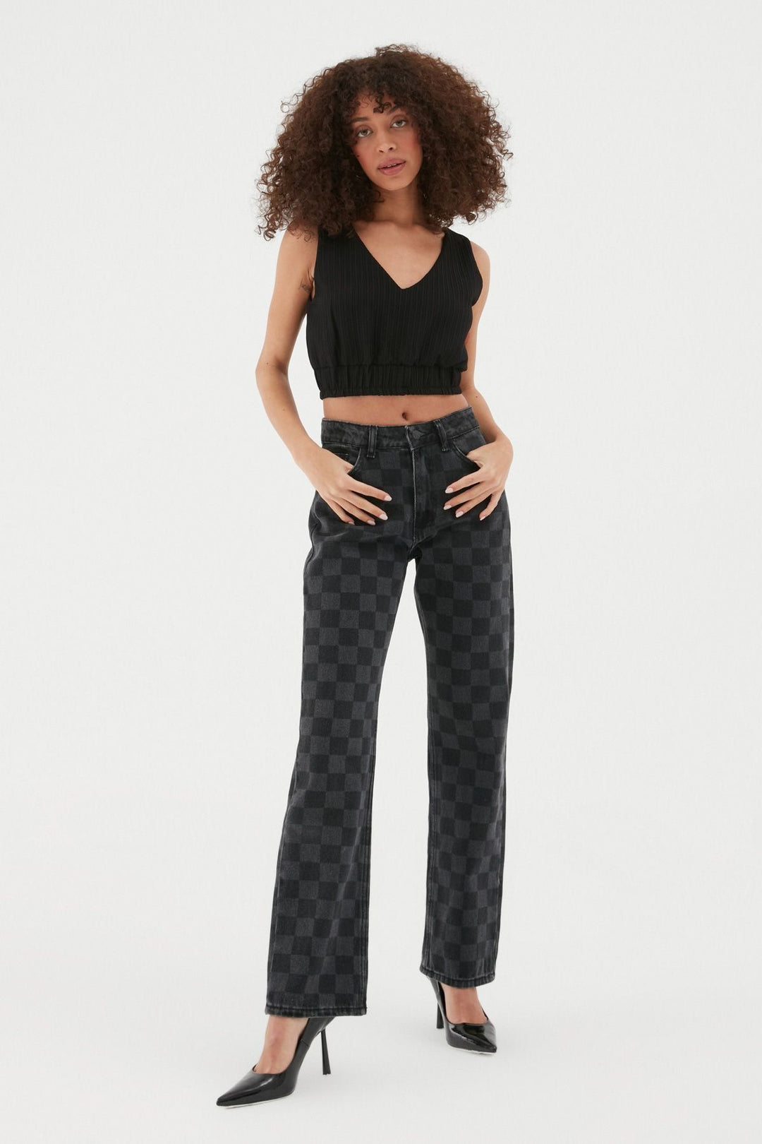 Checkered Jeans Anthracite