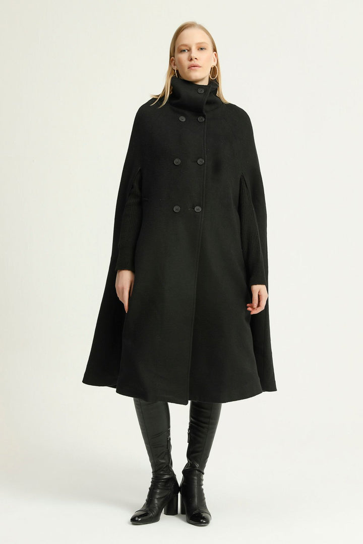 Cachet Cape Coat Black