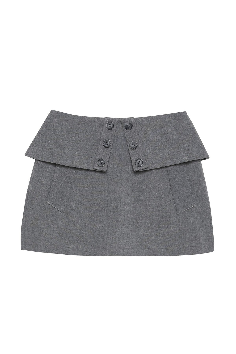 Button Detailed Mini Skirt Gray
