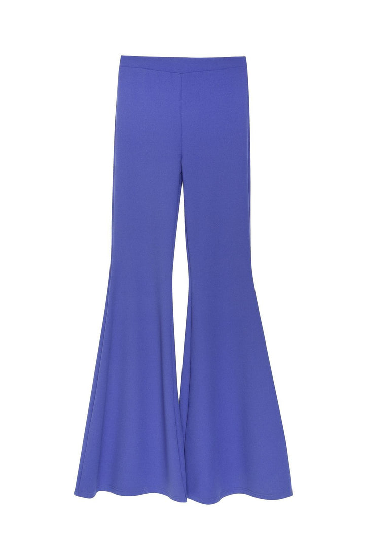 High Waist Flared Trousers Dark Blue