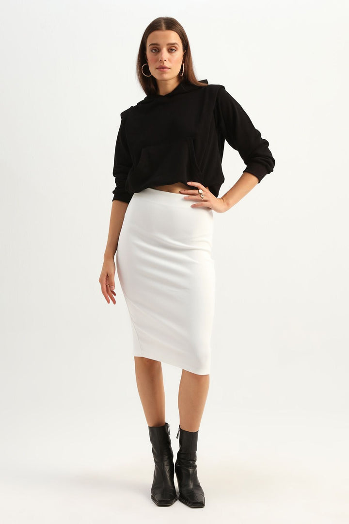 Midi Pencil Skirt Ecru