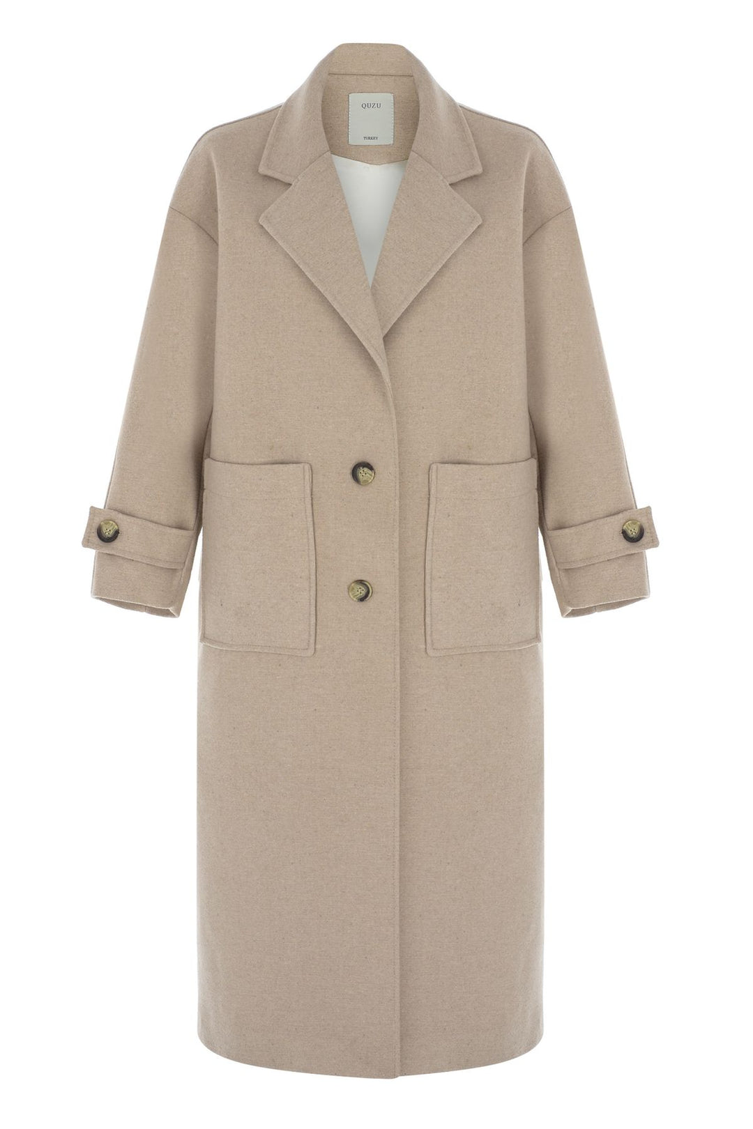 Pockets Long Oversize Coat Beige