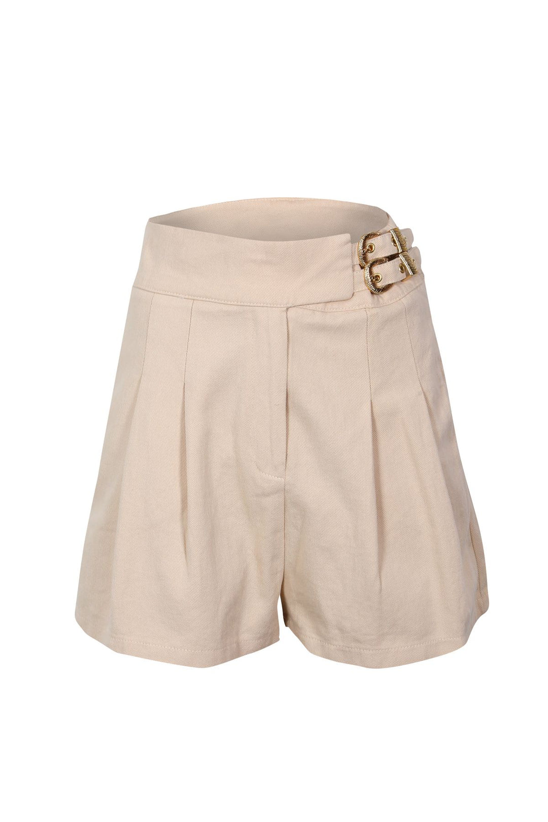 Toka Aksesuarlı Gabardin Şort Taş