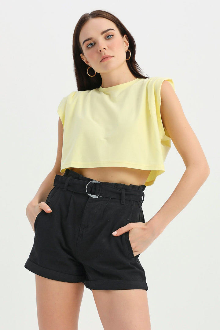 Crop Tişört Sarı