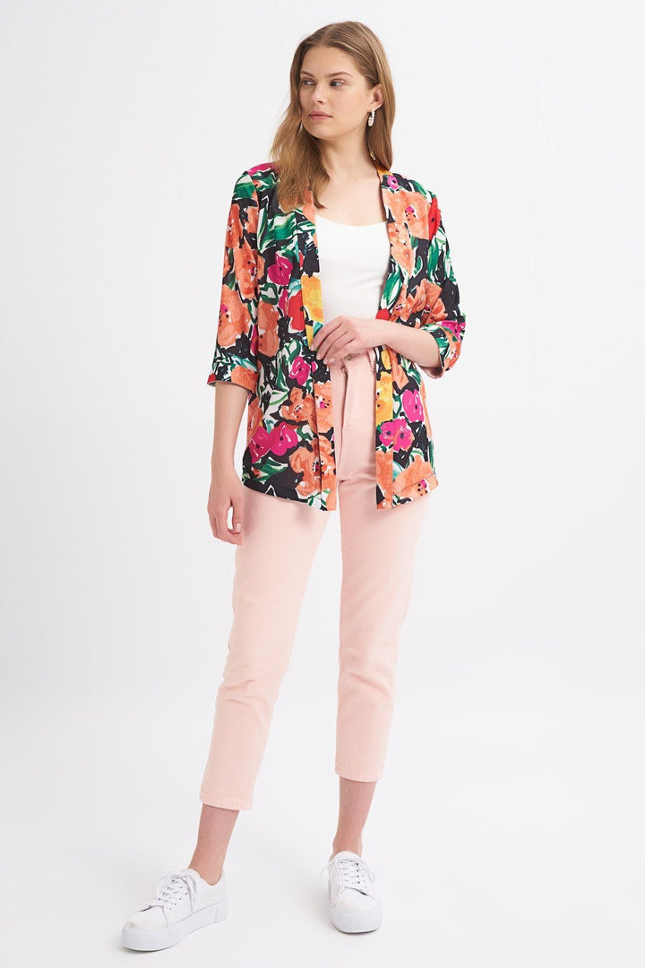 Desenli Şal Yaka Ceket Oranj