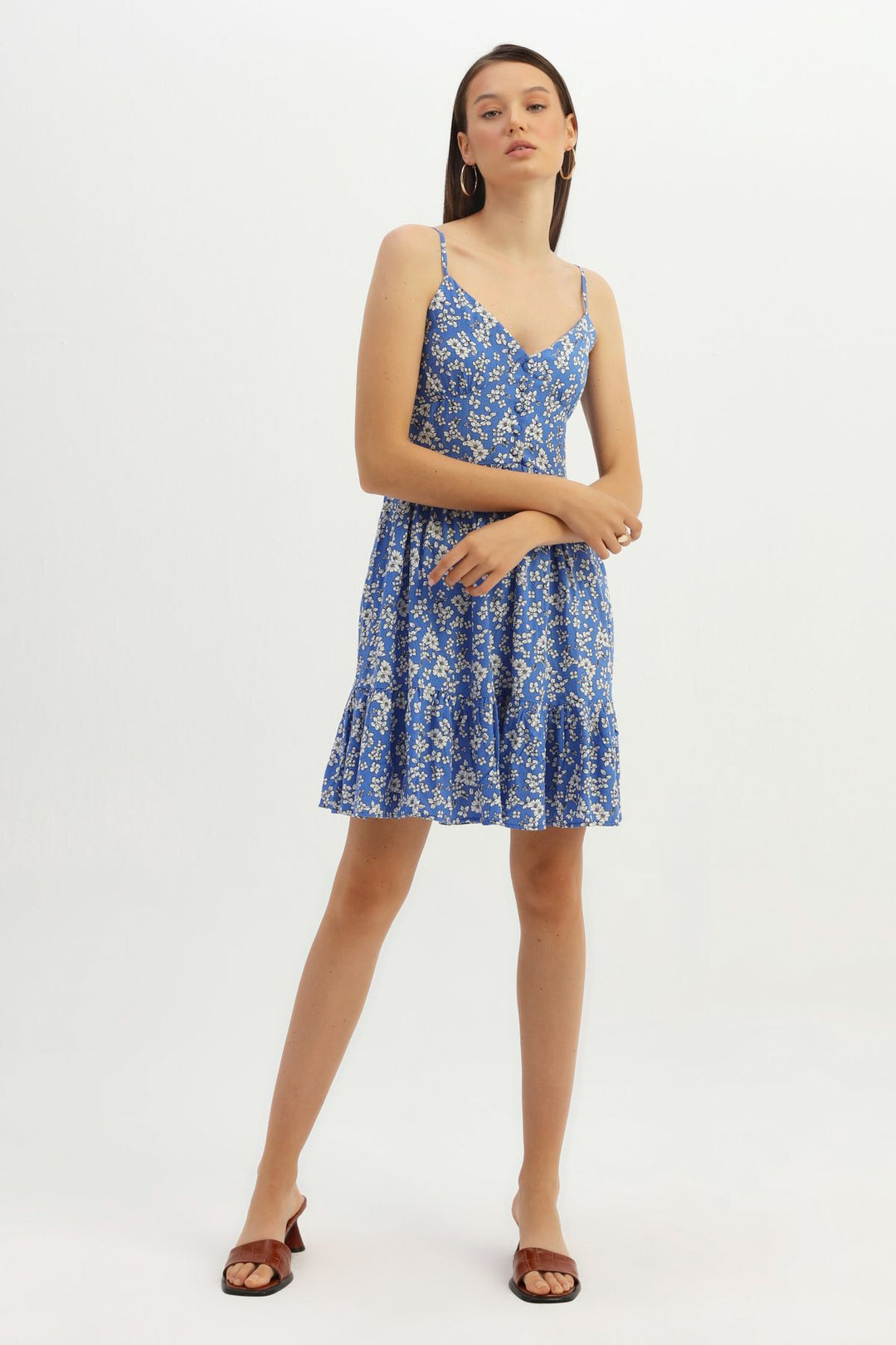 Floral Strap Dress Blue
