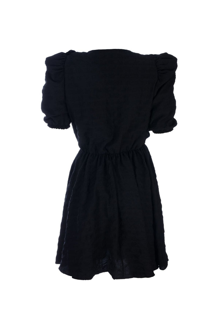 Double Breasted Balloon Sleeve Mini Dress Black