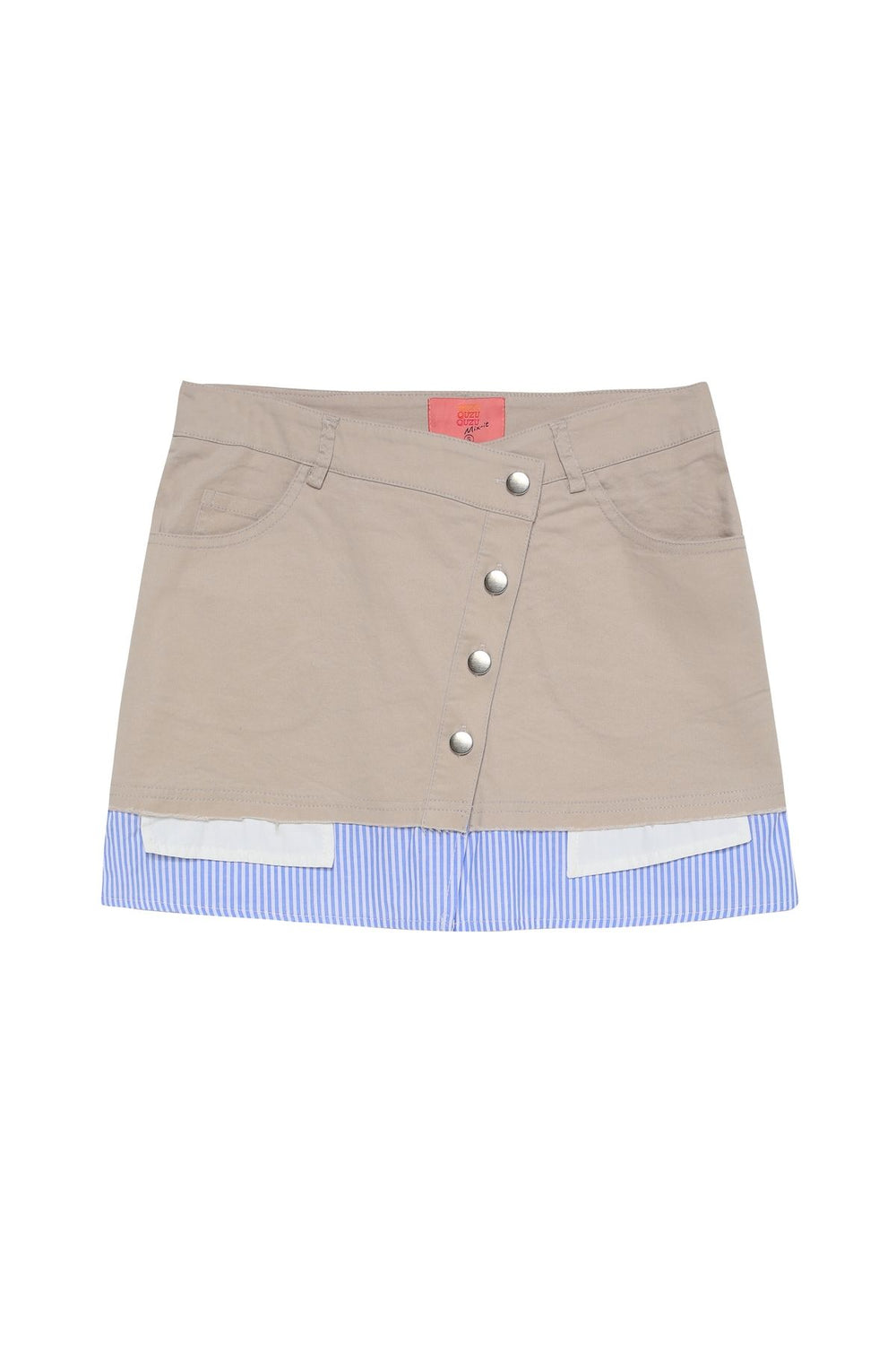 Match Detailed Buttoned Skirt Beige