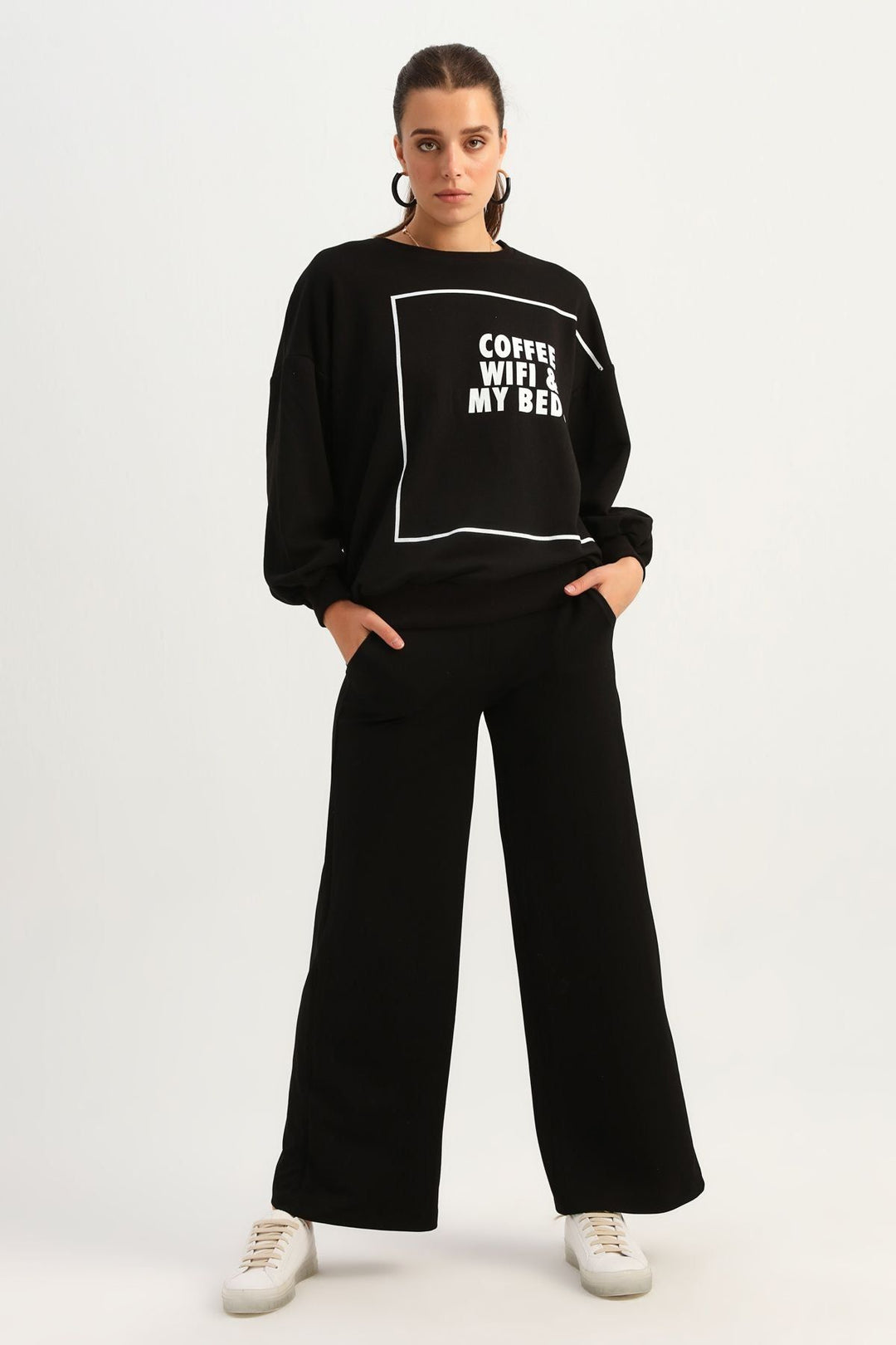 Letter Printed Sweatshirt Black
