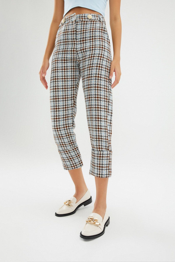 Double Leg Striped Trousers Blue