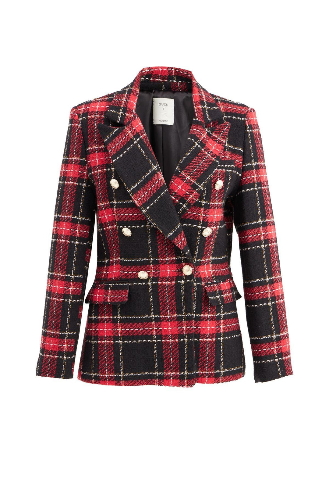 Ekose Kruvaze Blazer Ceket Kırmızı