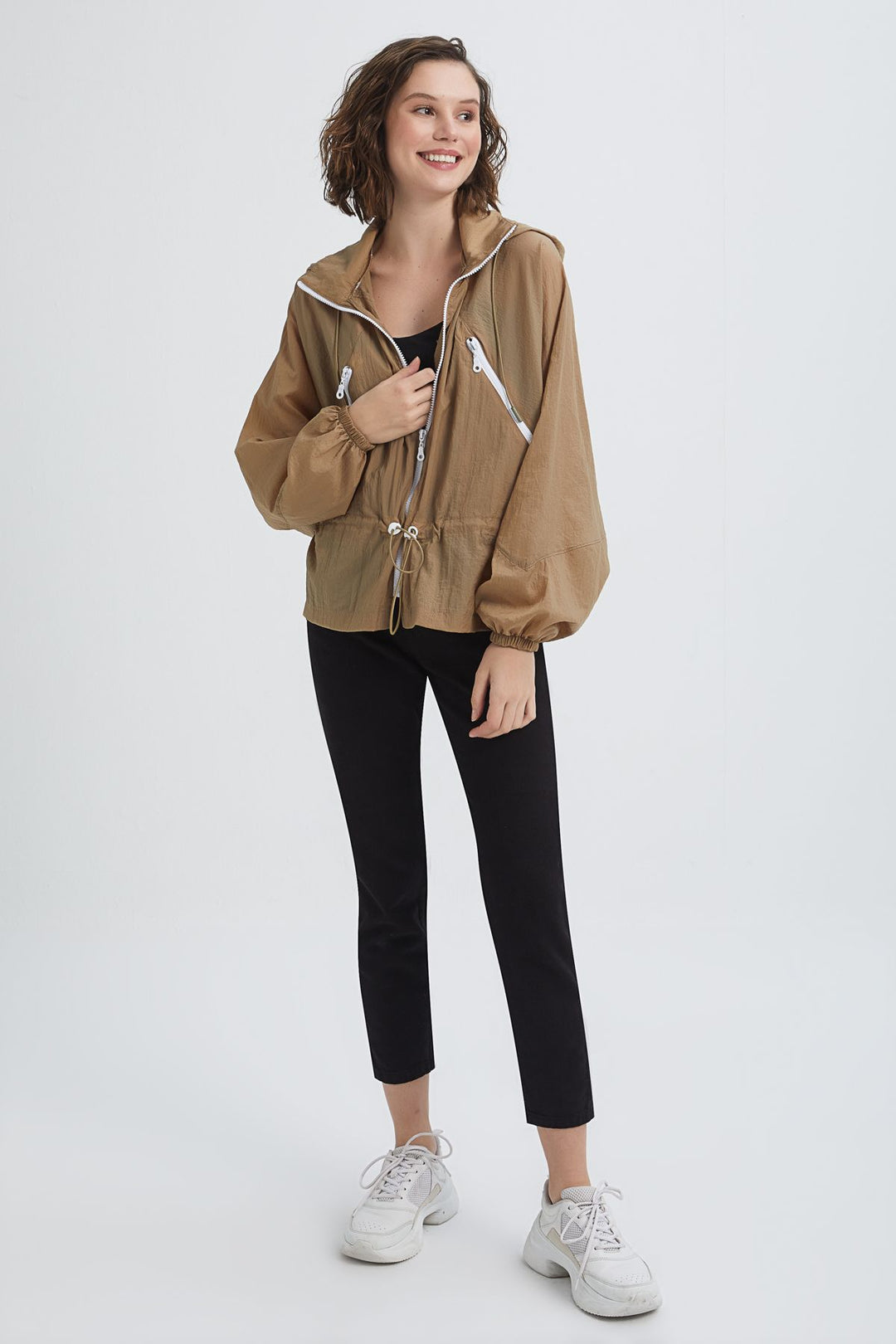 Hooded Raincoat Camel