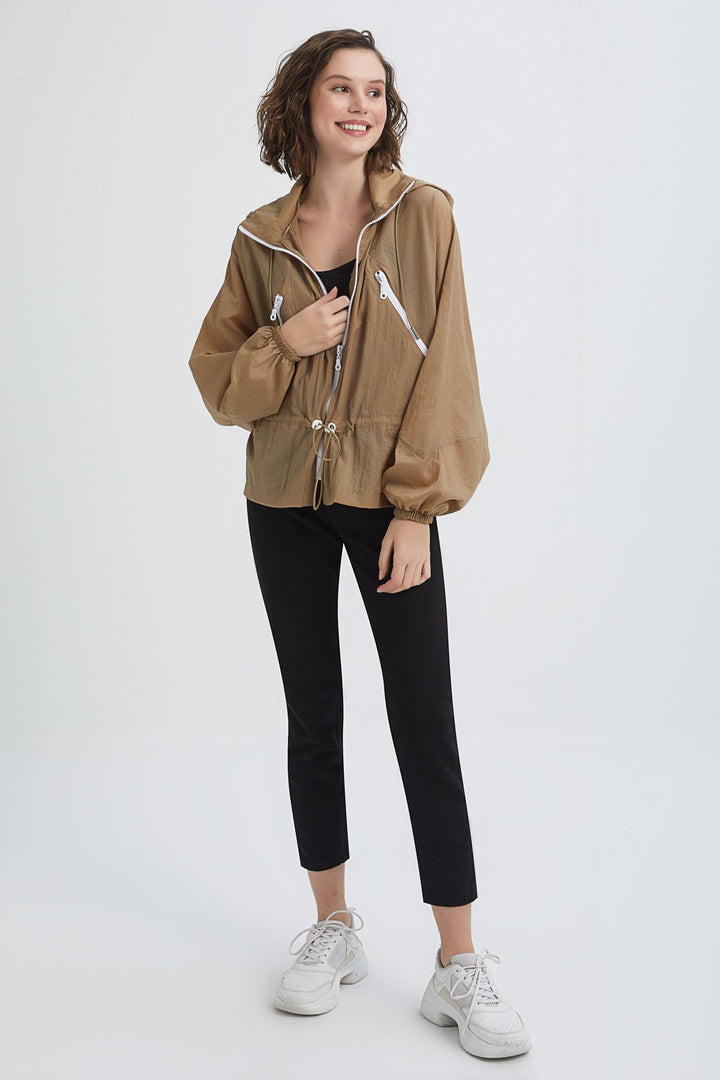 Hooded Raincoat Camel