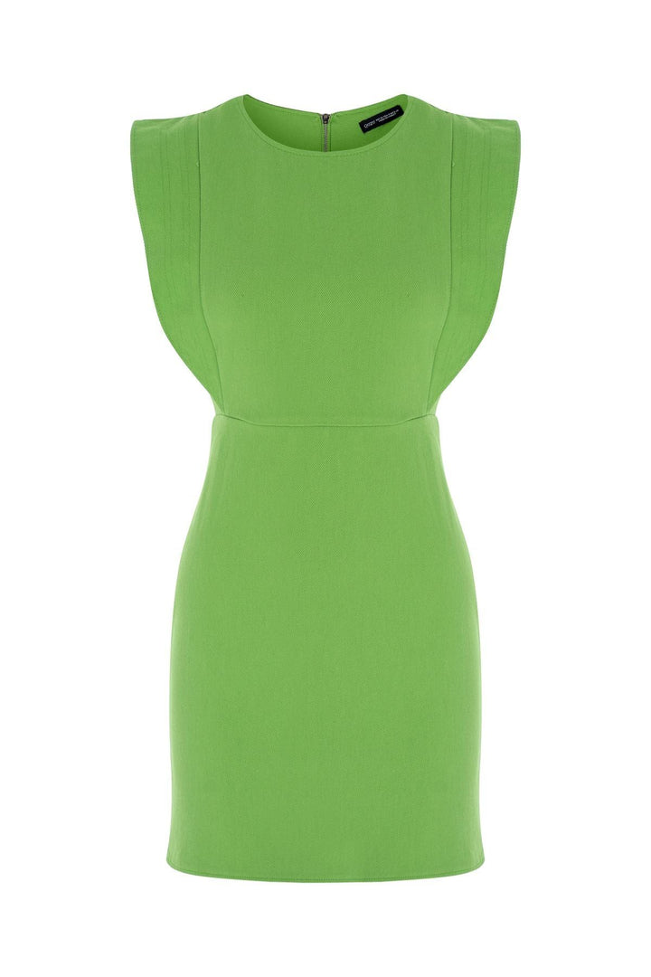 Ruffled Gabardine Dress Green