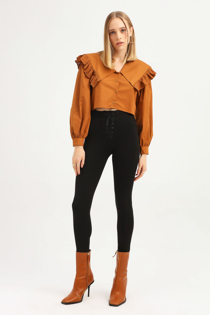 Guipure Flywheel Shirt Camel