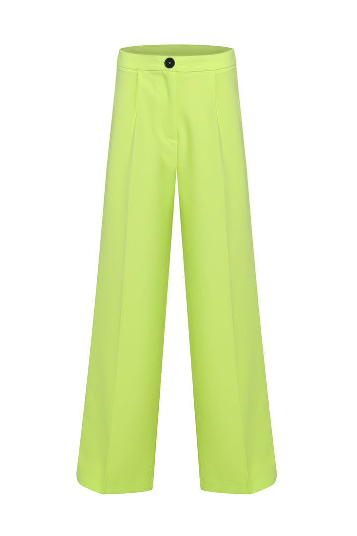 Pile Detaylı Palazzo Pantolon Açık Yeşil