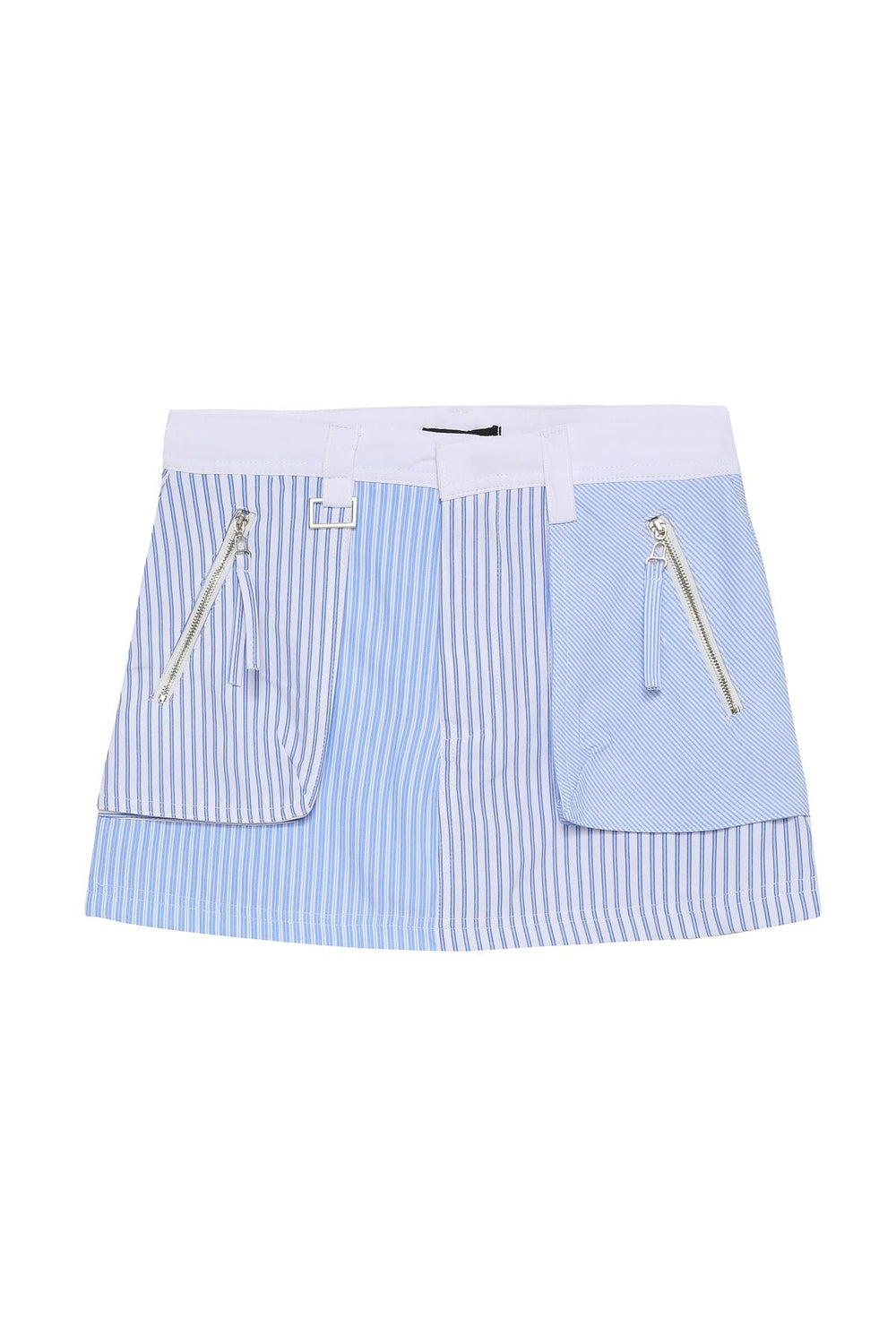 Inner Shorts Striped Zipper Mini Skirt Blue