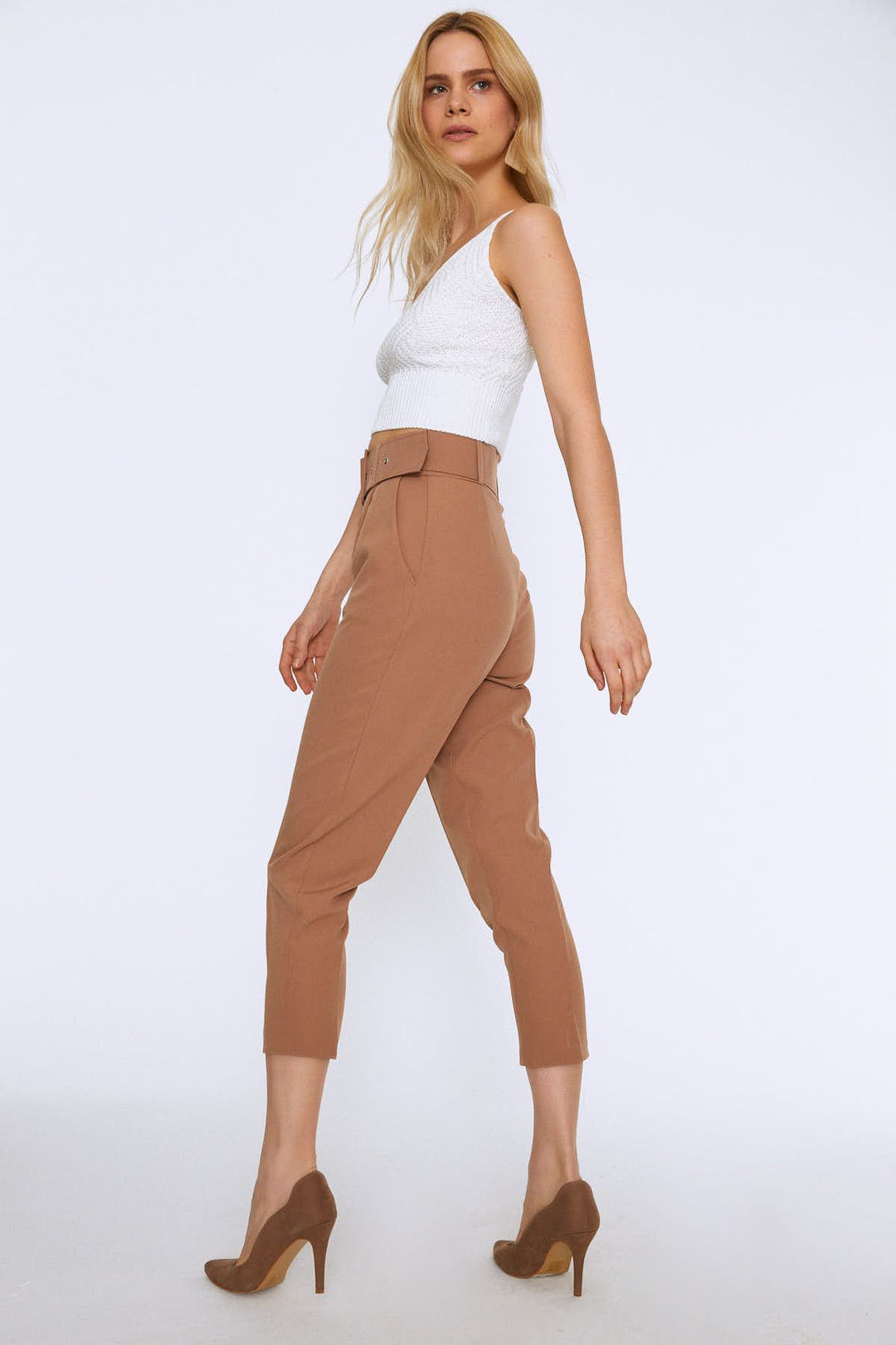 Waist Belt Fabric Trousers Camel
