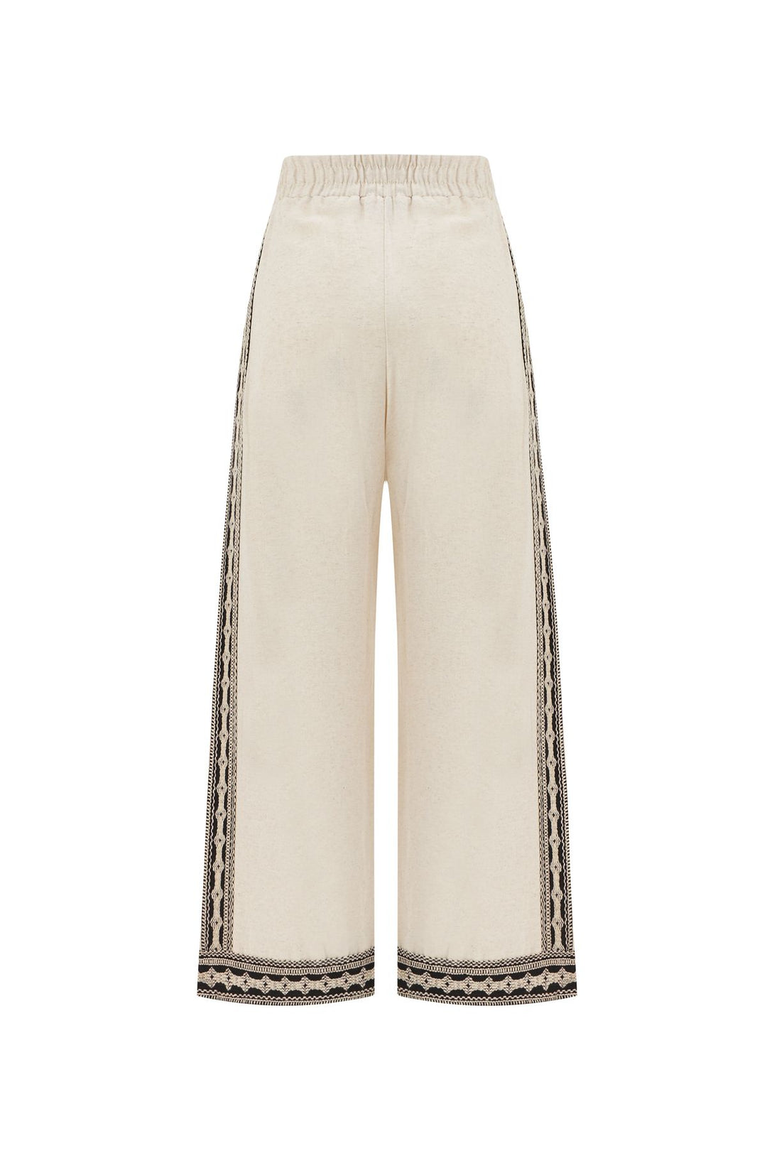 Şerit Detaylı Keten Pantolon Naturel