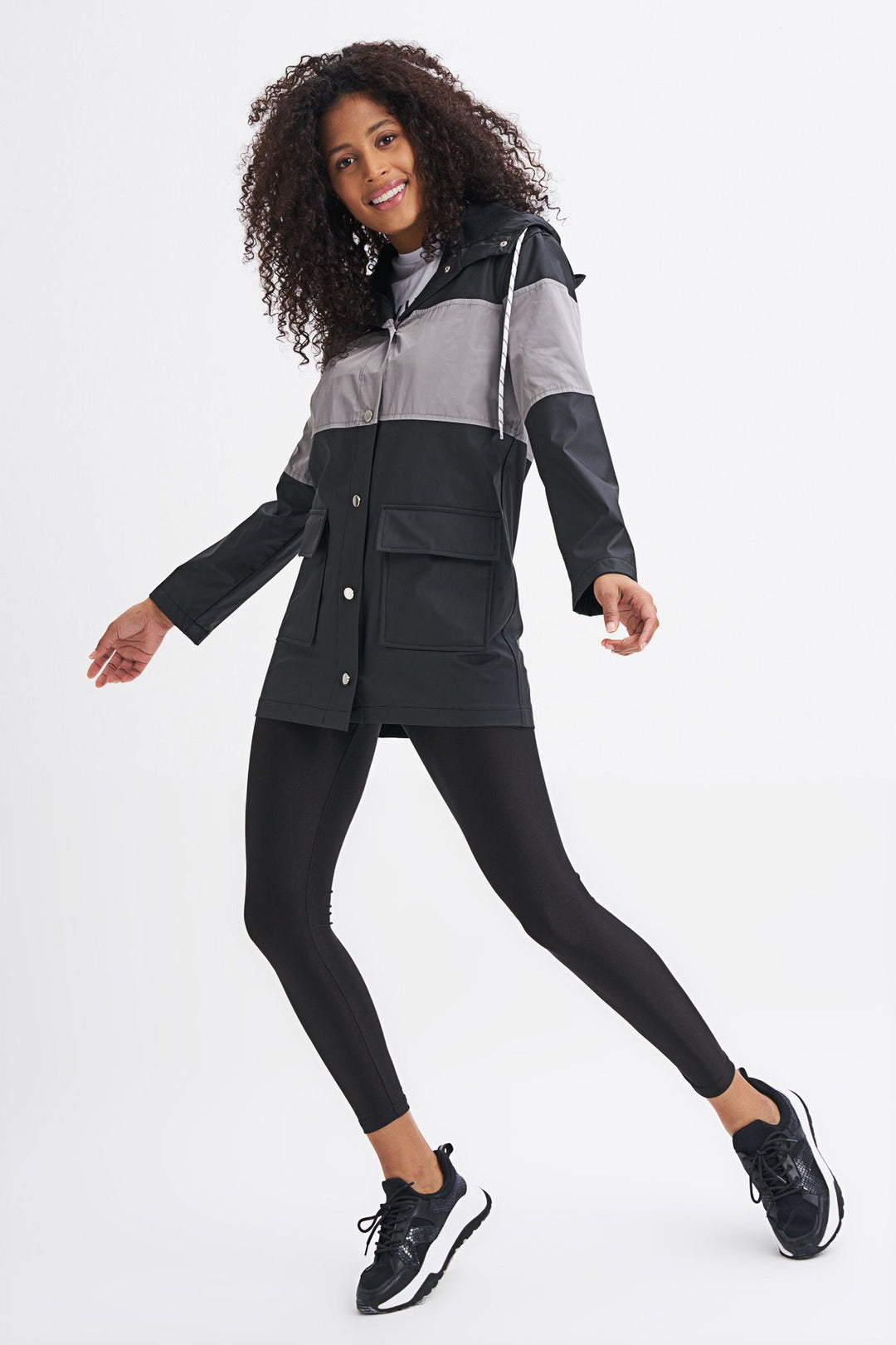 Hooded Pocket Raincoat Black