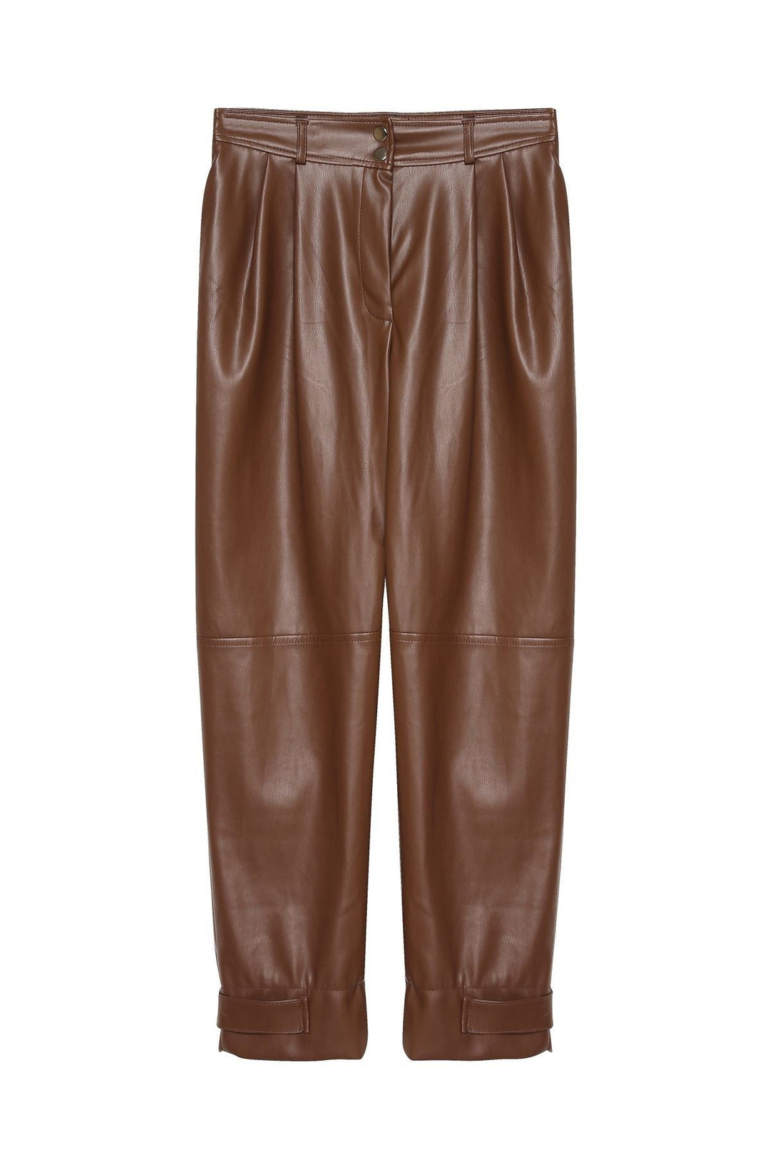 Leather Jogger Brown with Snap Legs