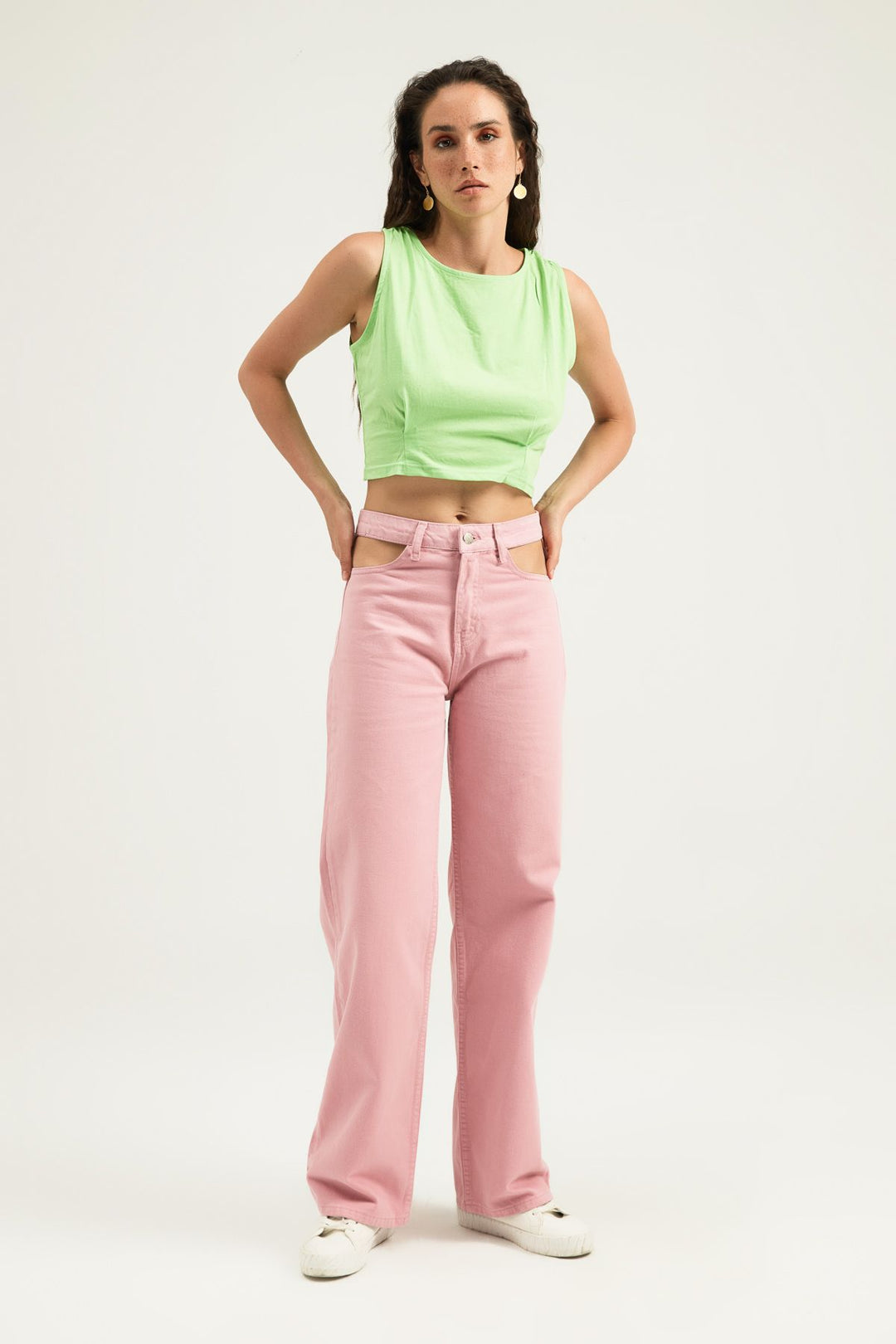 Omuzları Büzgülü Tişört Yeşil