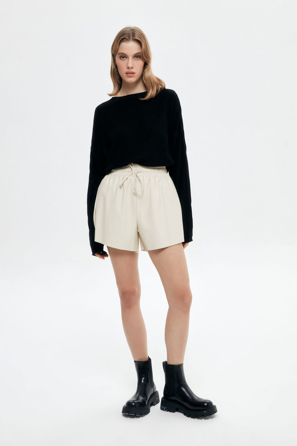Knitted Detailed Thin Sweater Black