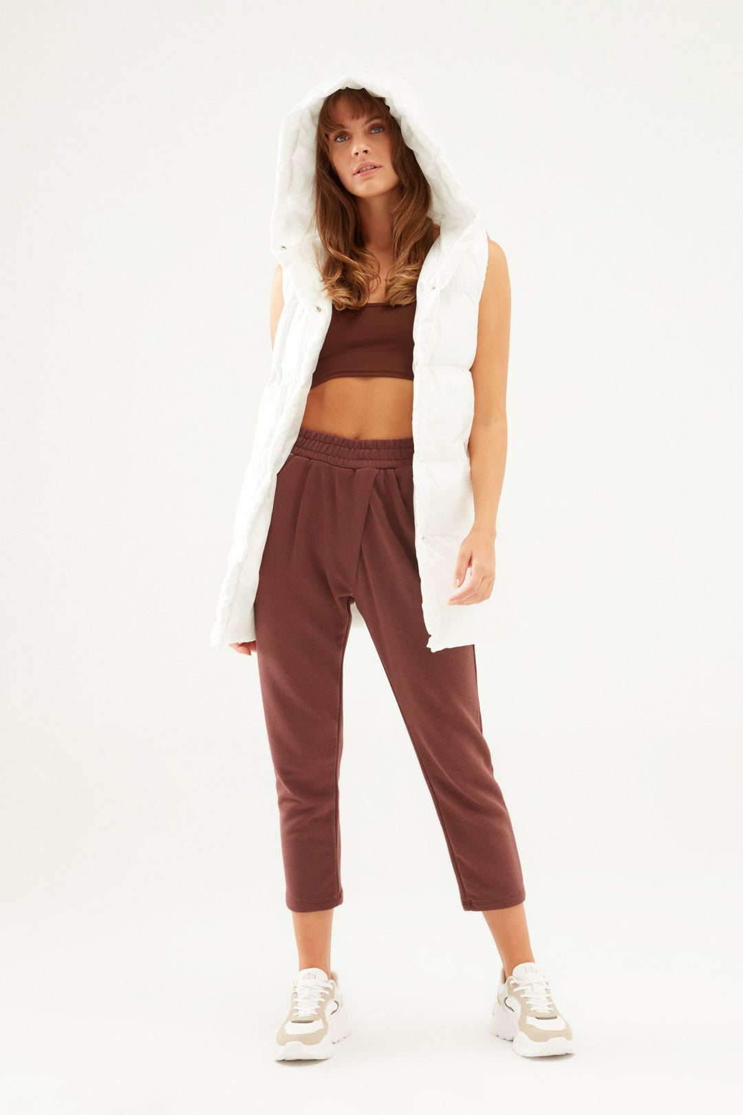 Hooded Belt Inflatable Vest Ecru