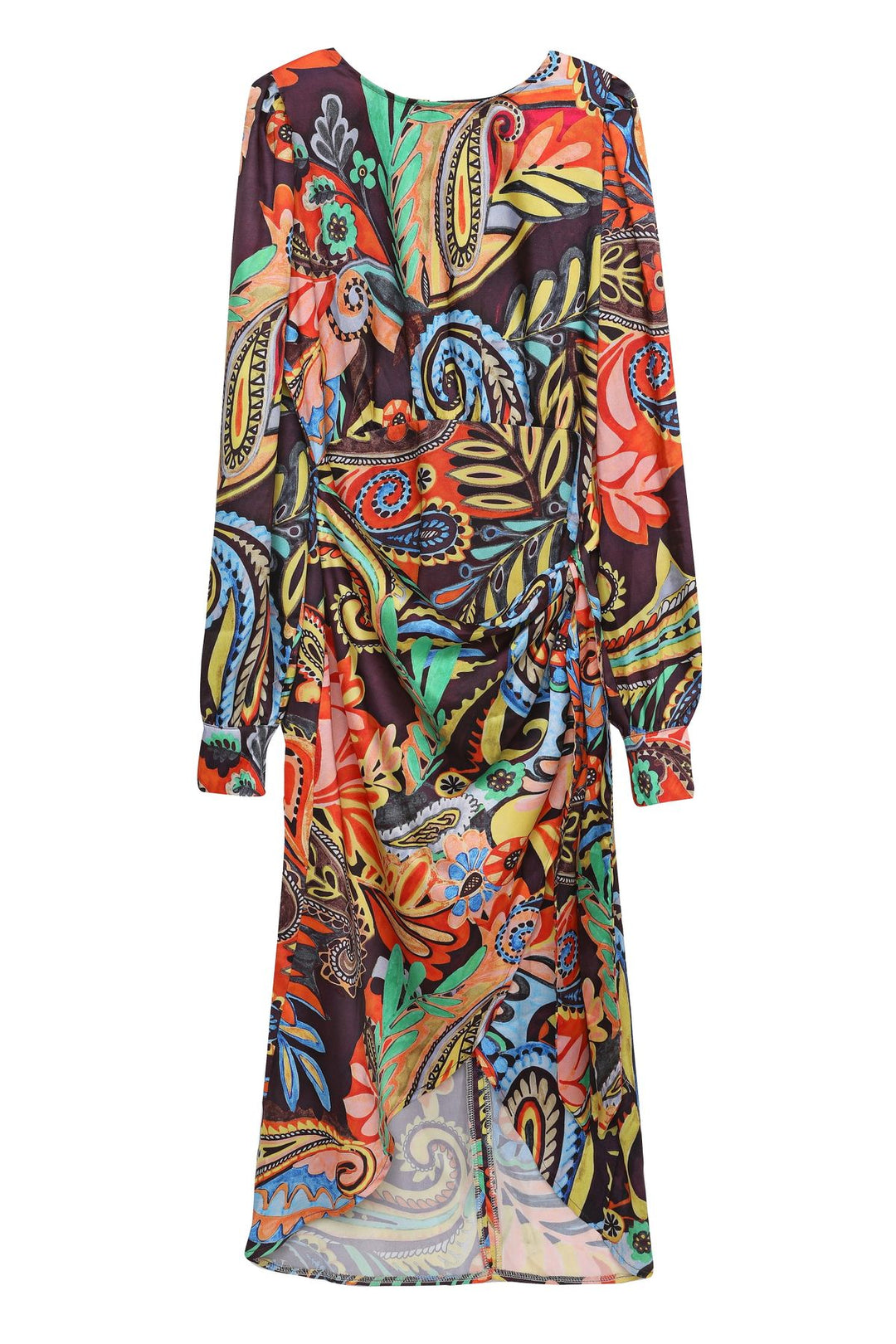 Wrapped Long Patterned Dress Orange