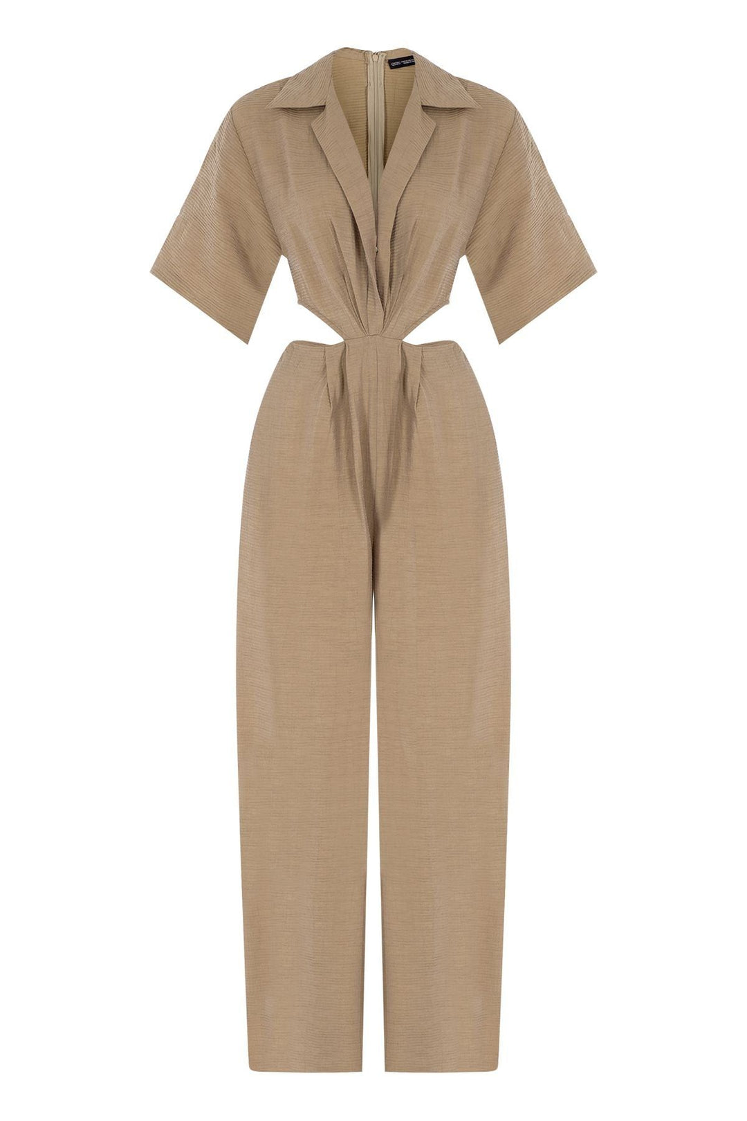 Cut Out Sparkly Jumpsuit Beige