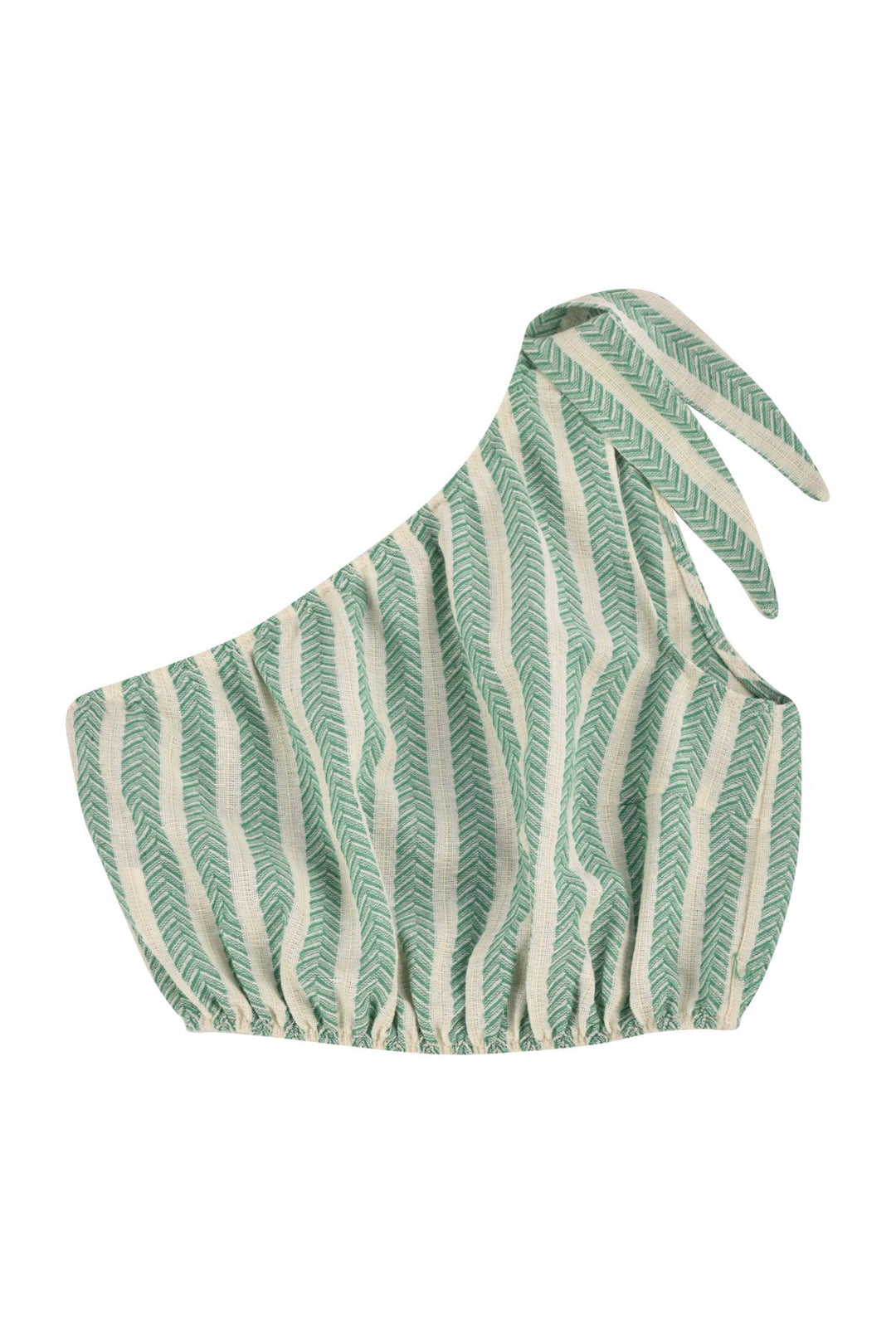 Tek Omuz Crop Bluz Yeşil