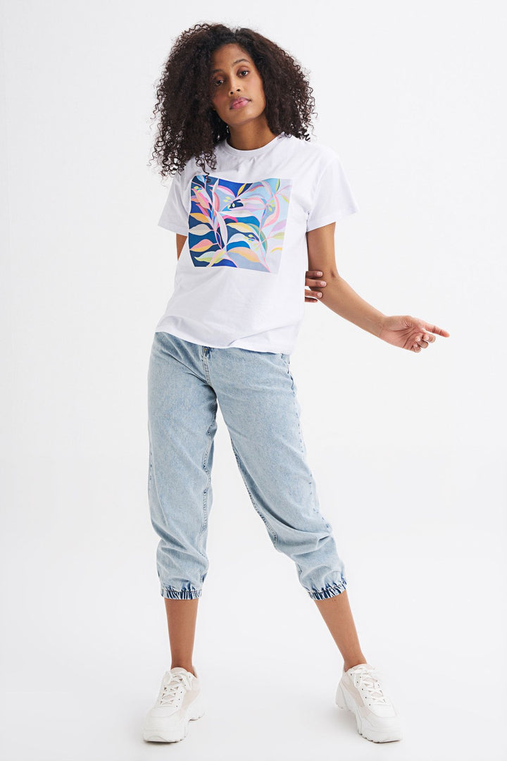 Baskılı Tişört Beyaz