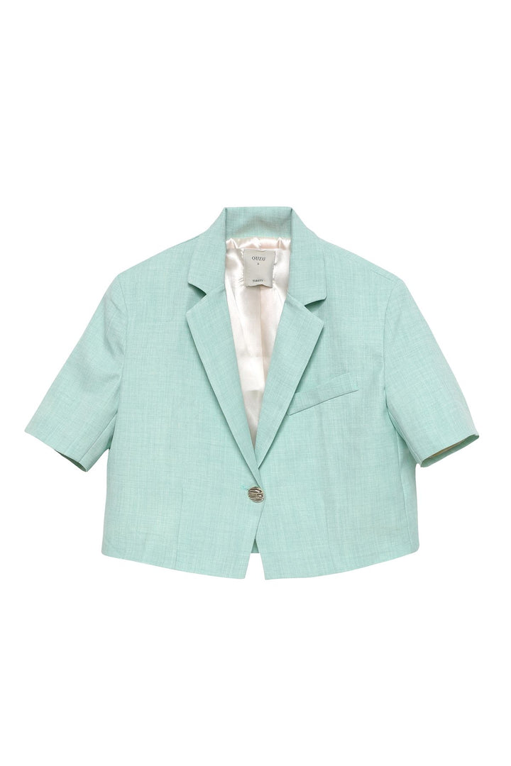 Vatkalı Crop Blazer Ceket Apple Mint