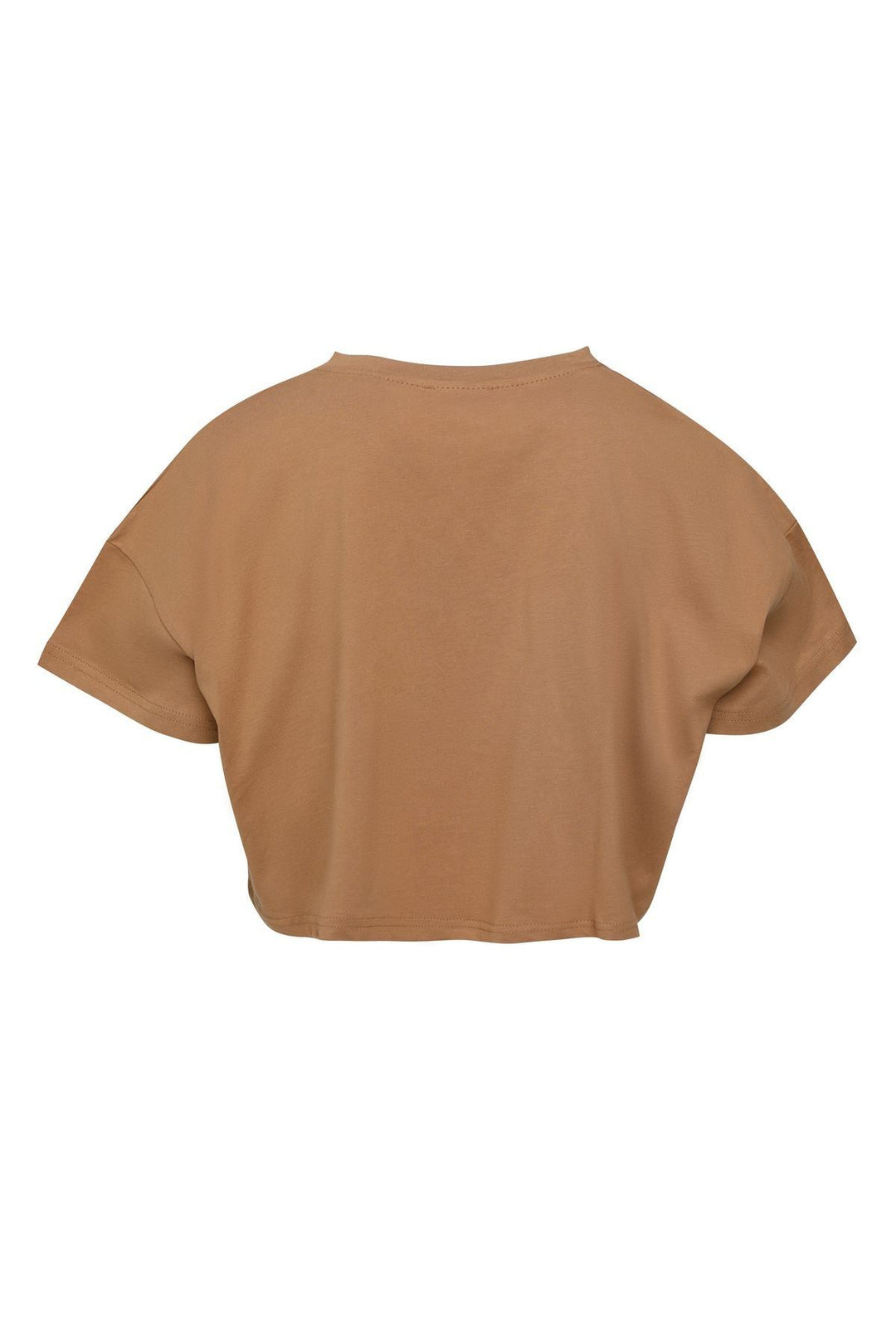 Baskılı Crop Tişört Kahverengi