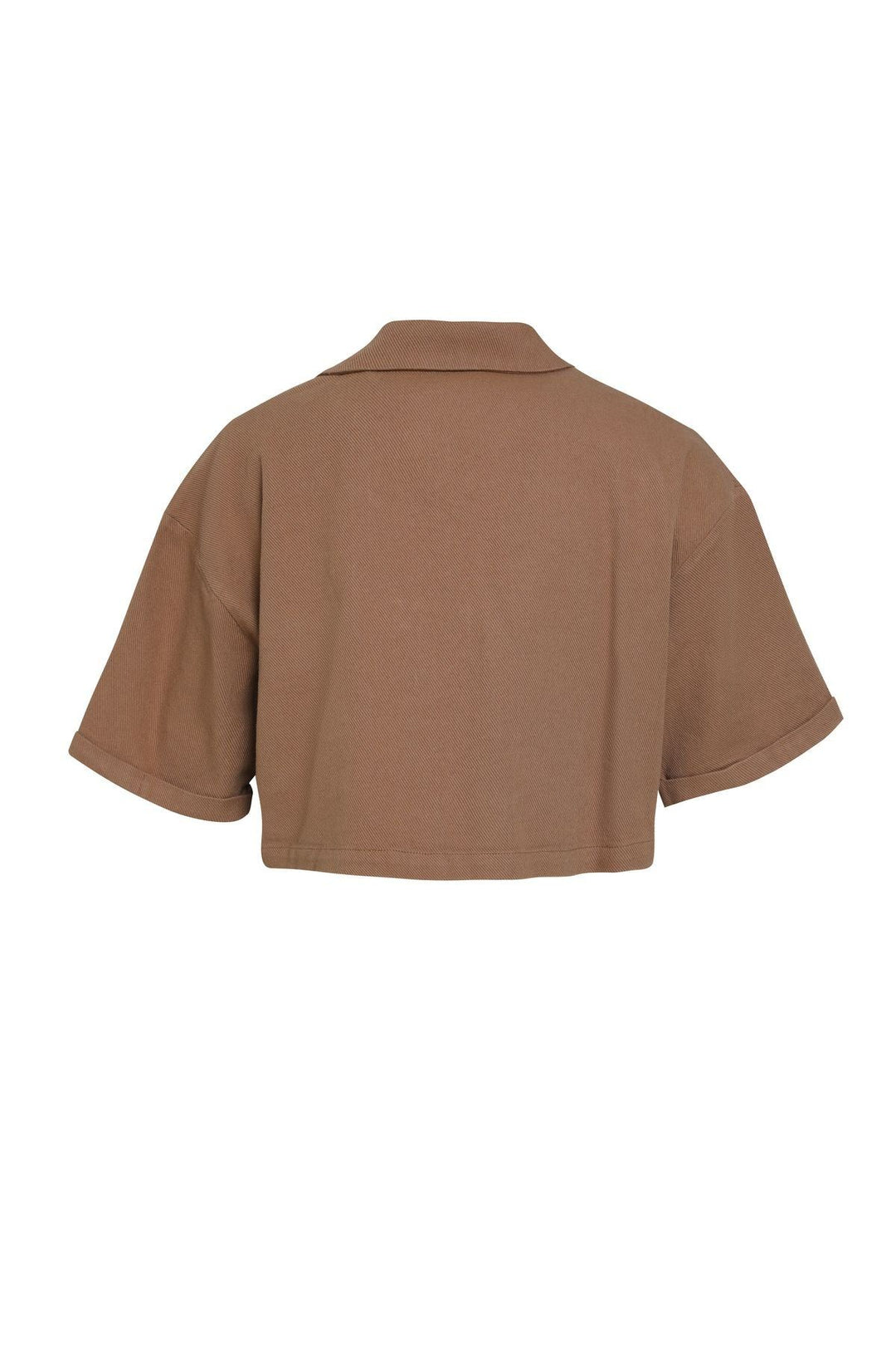 Zippered Crop Shirt Camel