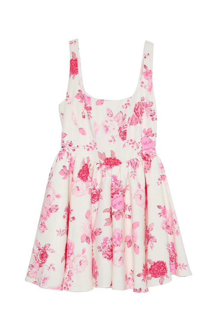 Underwire Detailed Floral Mini Dress Ecru