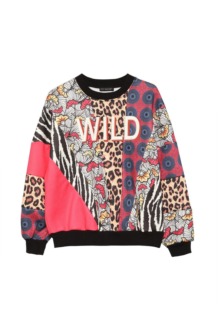 Mixed Pattern Sweatshirt Black