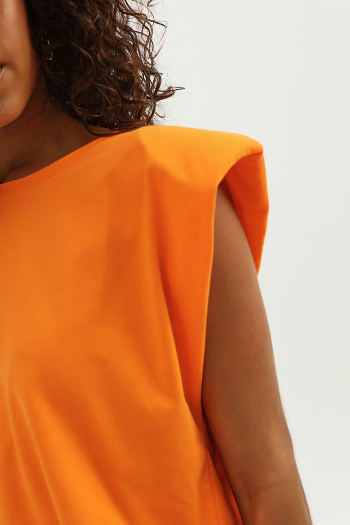 Vatkalı Basic Crop Tişört Oranj