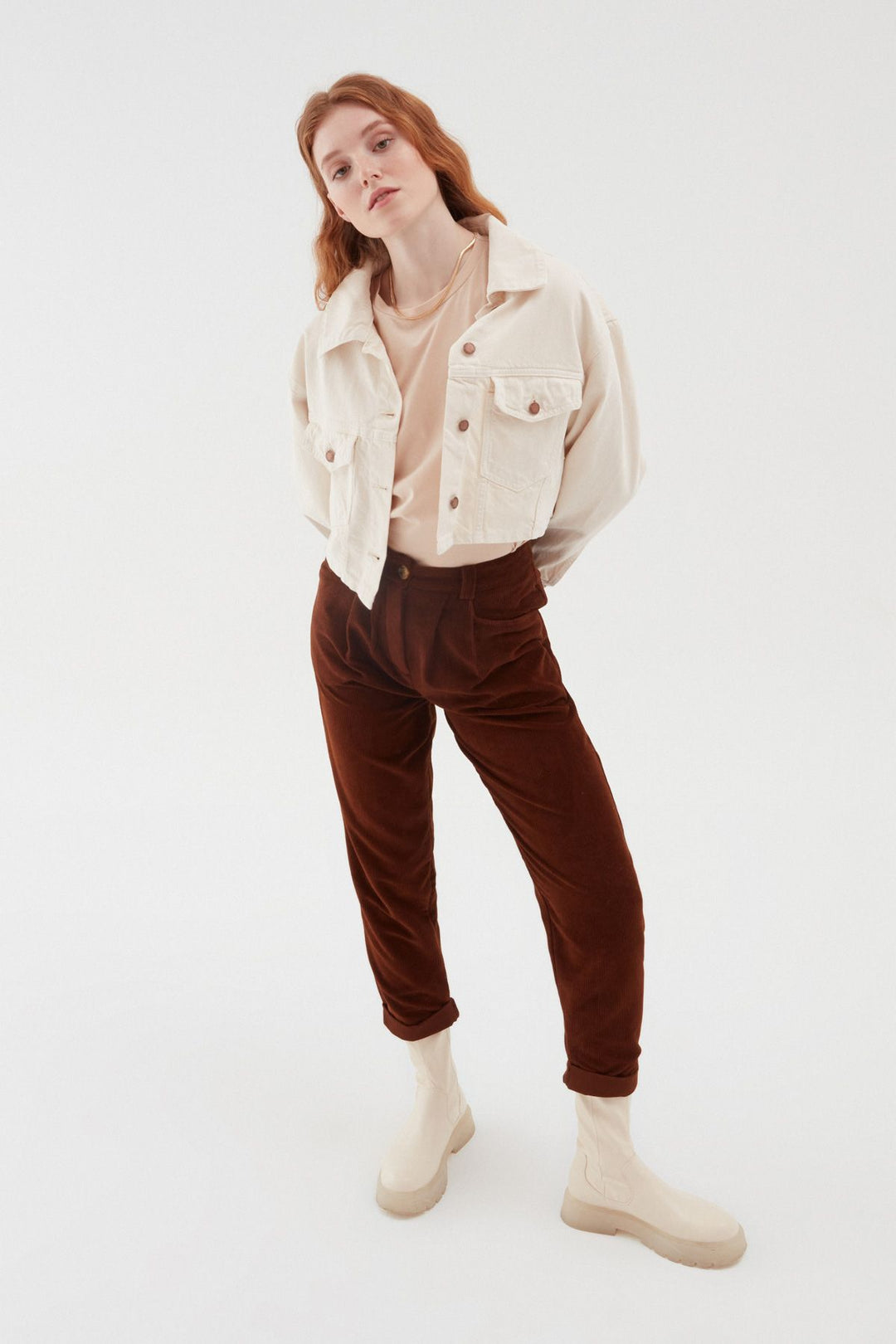 Crop Denim Jacket Bone