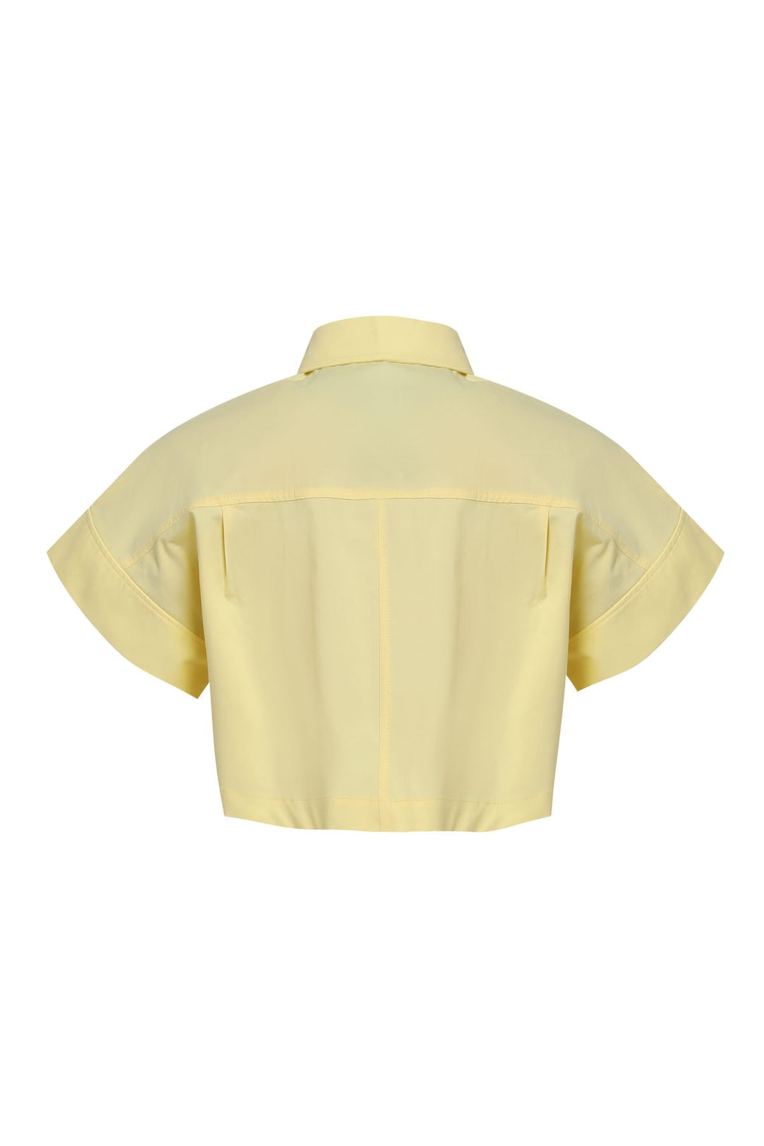 Pocket Detailed Crop Shirt Yellow