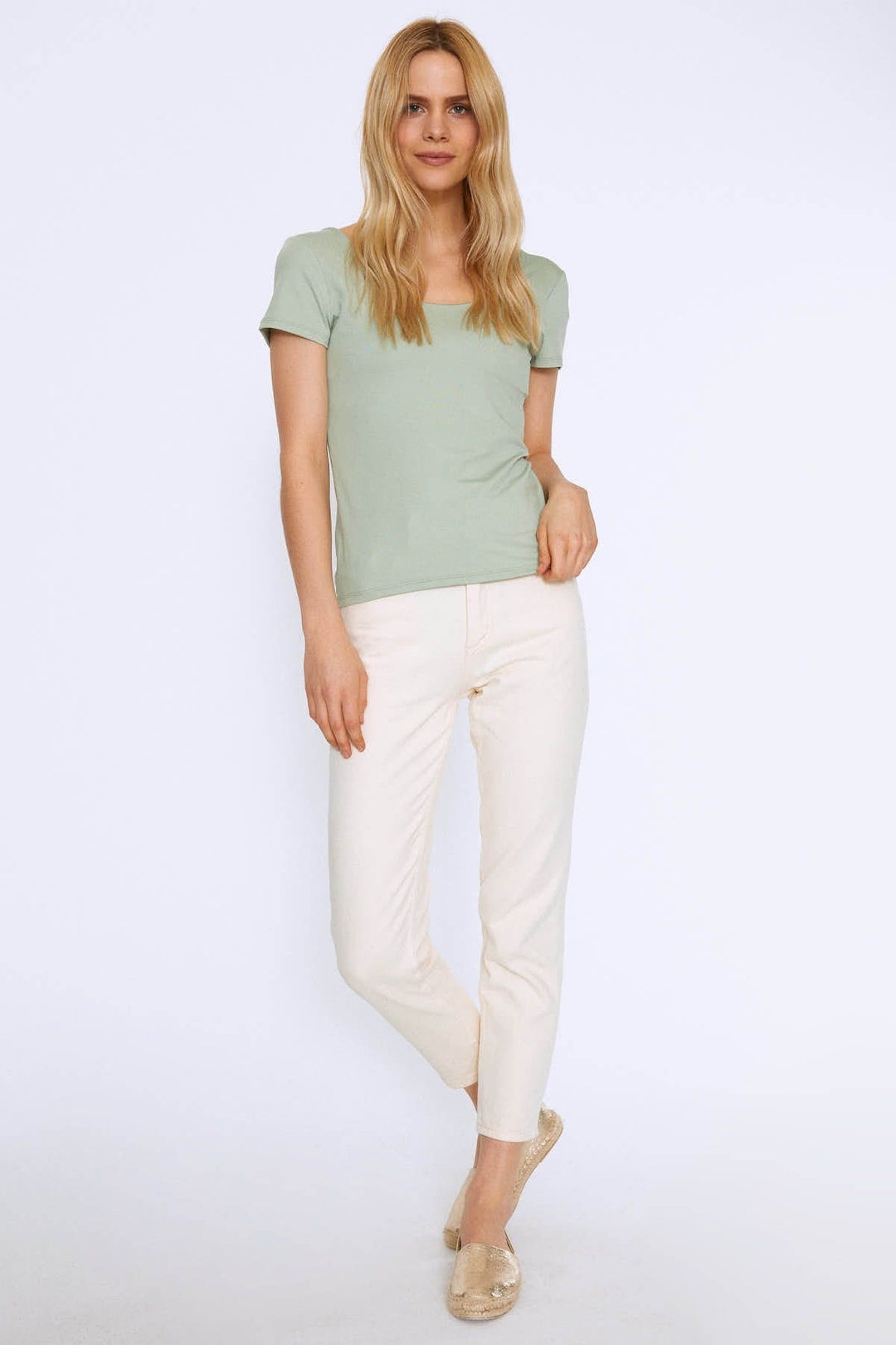 Short Sleeve Basic Blouse Mint