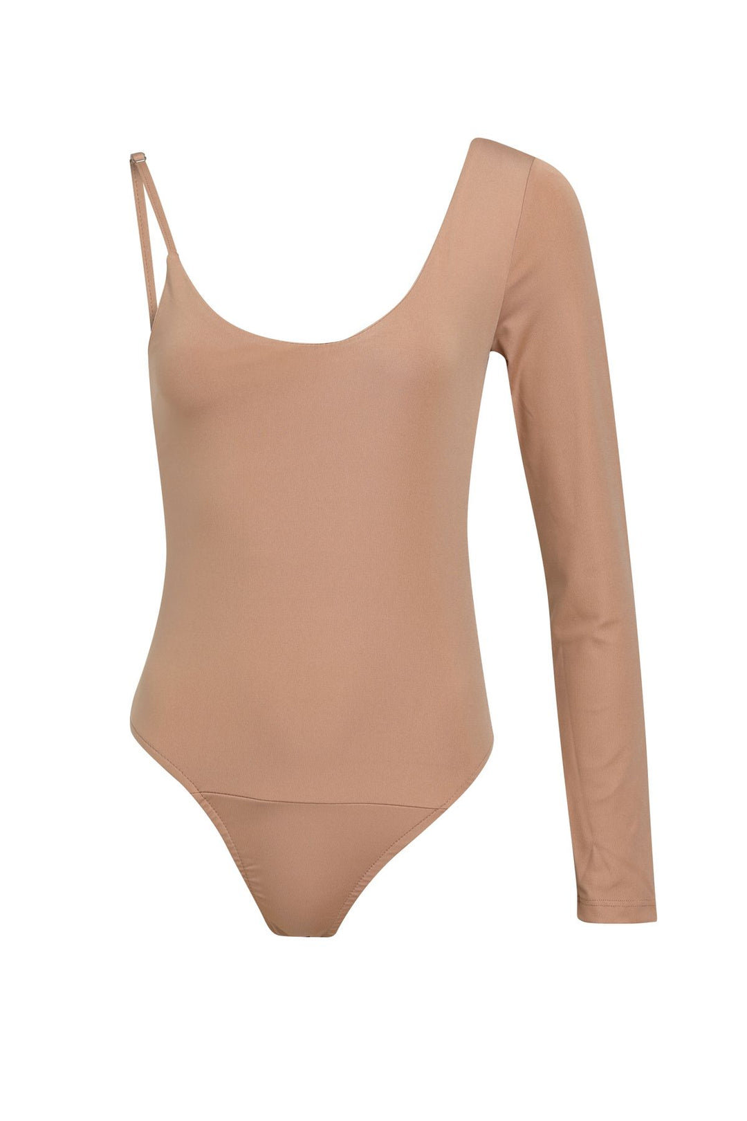 Asymmetrical Sleeve Bodysuit Camel