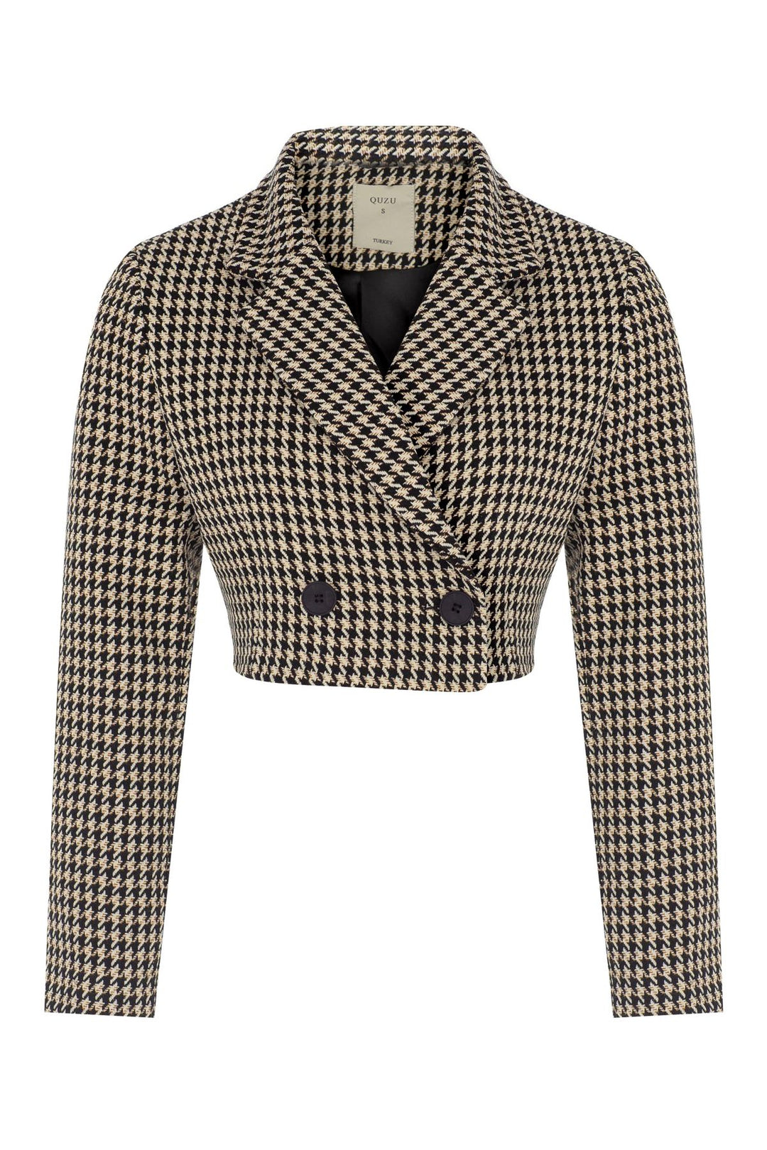 Kruvaze Crop Blazer Ceket Siyah