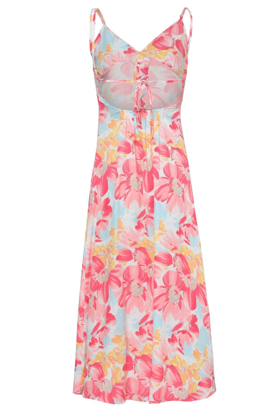 Patterned Buttoned Strap Dress Pink