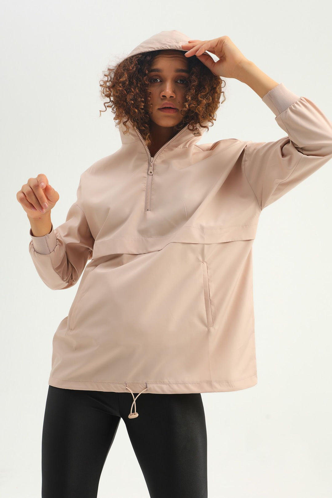 Hooded Pocket Raincoat Beige