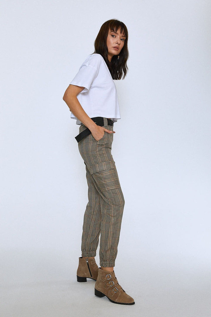 Belted Jogger Pants Gray