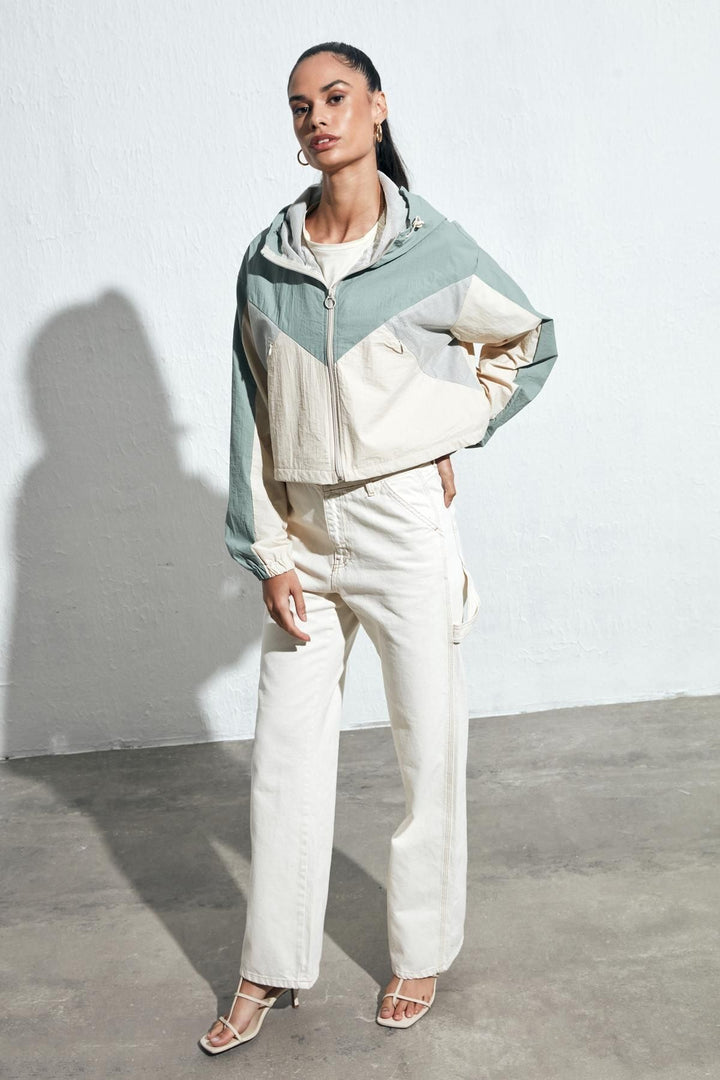 Hooded Colored Raincoat Stone