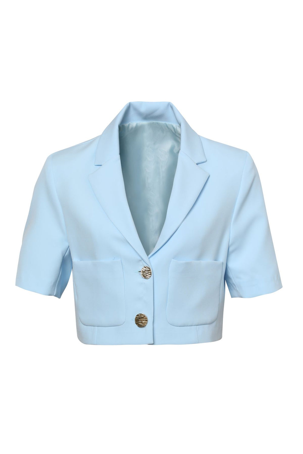 Pocket Detailed Crop Blazer Jacket Baby Blue