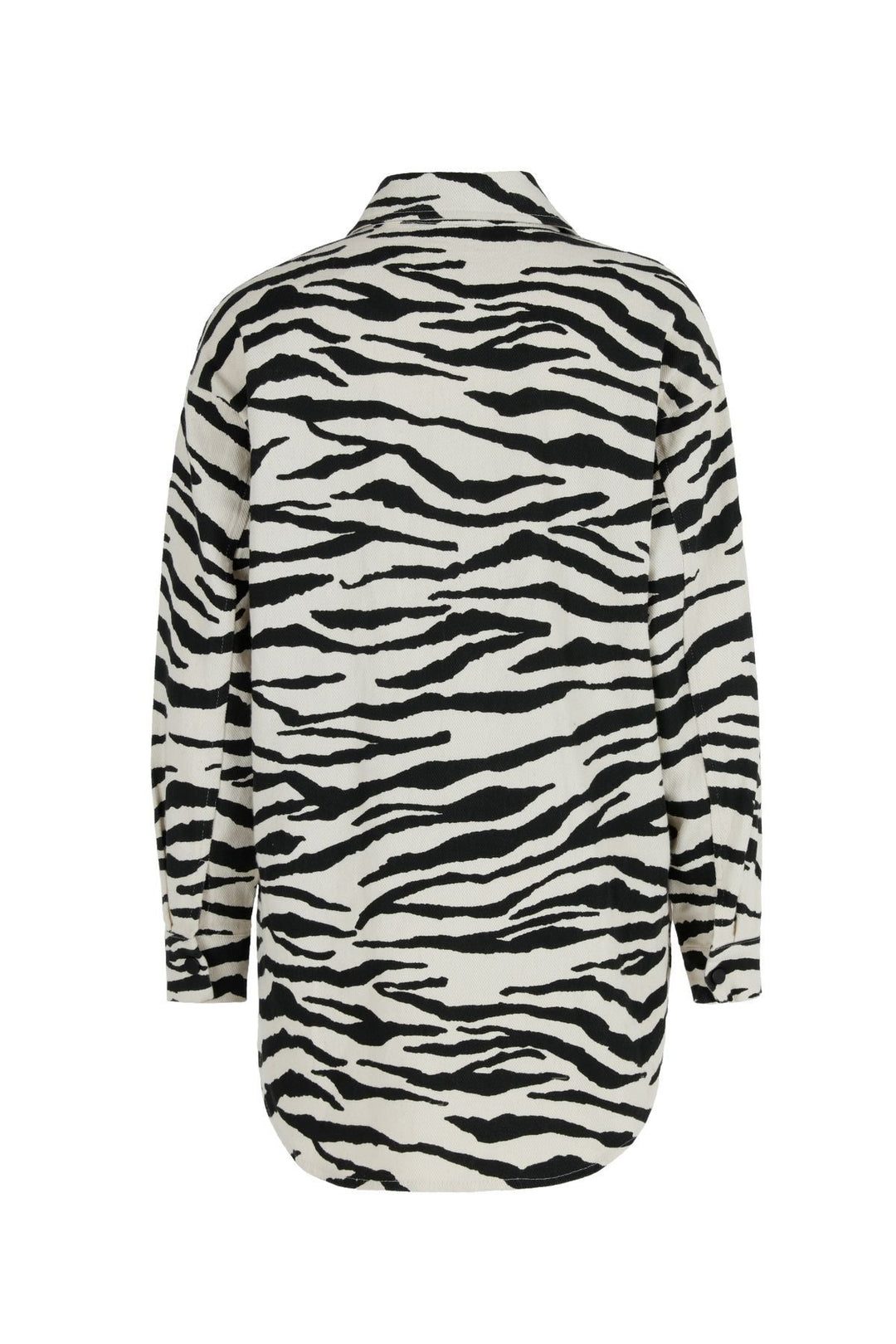 Zebra Patterned Gabardine Shirt Black