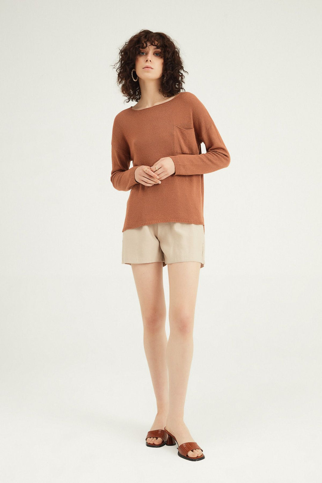 Pocket Detailed Knitwear Copper